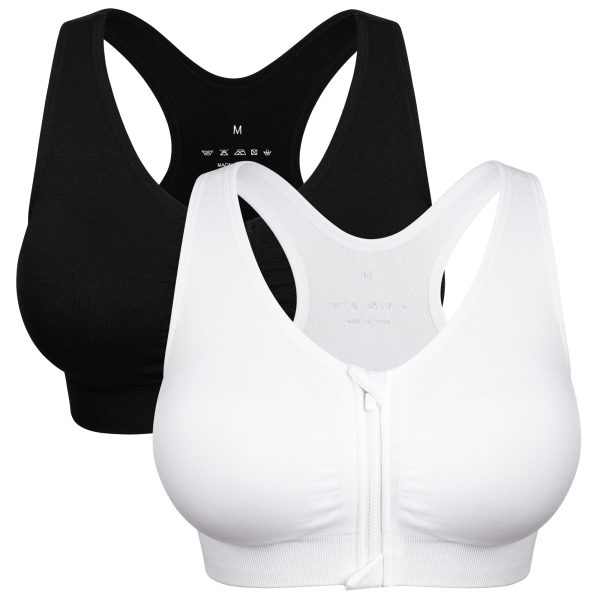 719zYzDbZgL.jpg Women's Zip Front Sports Bra Wireless Post-Surgery Bra Active Yoga Sports Bras