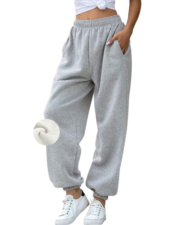 Women Sweatpants Baggy High Waisted Cinch Bottom Athletic Joggers Sweat Pants with Pockets