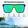 Polarized Flat Top Sunglasses Womens Men, Oversized Square Shield Sports Glasses