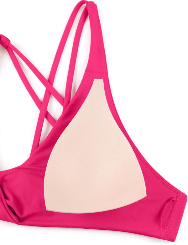 Womens V Neck Bikini Tops Twist Front Bathing Suit Criss Cross Back Swimsuit Padded