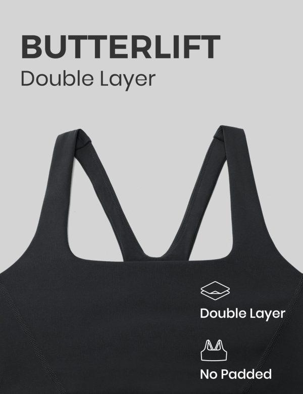 71FCn7i55AL.jpg Butterlift Double Lined Square Neck Sports Bras for Women - Wireless V-Shaped Racerback Workout Yoga Top Non Padded