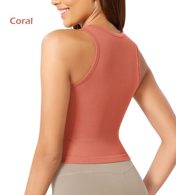 71FMs2kkr2L.jpg 3-Pack Seamless Crop Tank for Women Ribbed Soft High Neck Cropped Tops