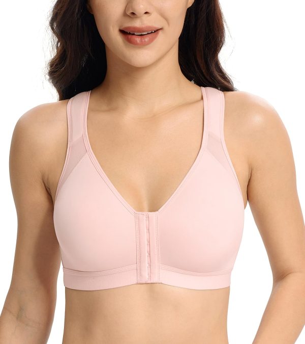 Women's Full Coverage Front Closure Posture Back Unpadded Wirefree Everyday Bra -Comfort and Double Support