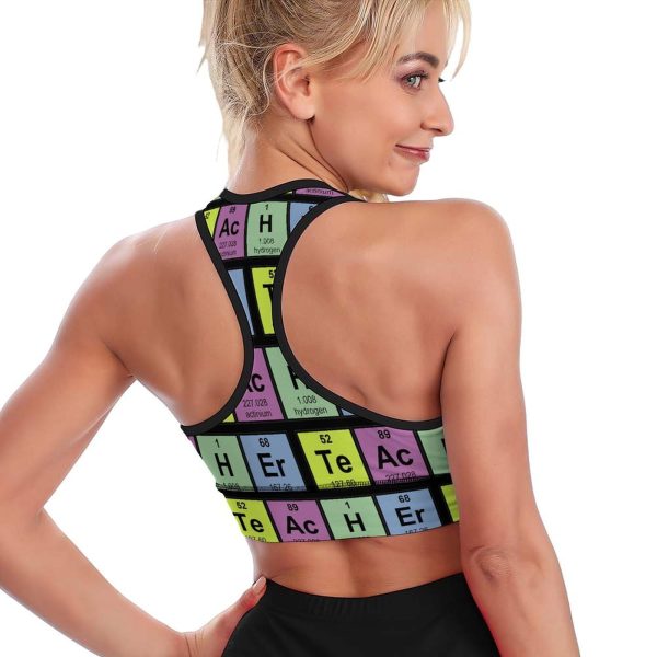 Science Teacher Chemical Elements Women's Sports Bra Padded Support Bras Yoga Workout Tank Top