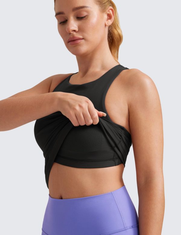 Butterluxe Womens Racerback Workout Tank Top with Built in Shelf Bra - Padded High Neck Yoga Athletic Camisole