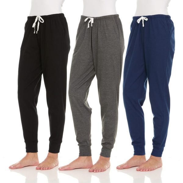 3 Pack: Womens Cotton Joggers - 100% Cotton Lounge Athletic Casual Sleep Casual Pajama PJ Pants Sweatpants