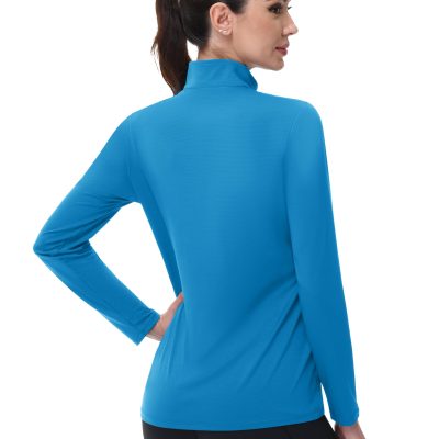 Women's 1/4 Zip Long Sleeve Rash Guard Shirts UPF 50 Quarter Zip Pullover Quick Dry Hiking Workout Tops