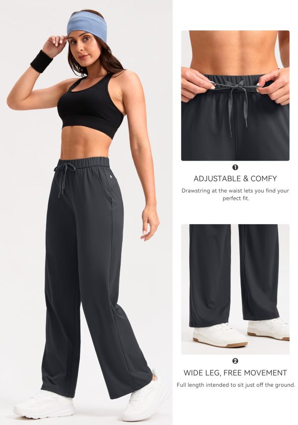 Wide Leg Pants Woman 28"/30" Lightweight Drawstring Sweatpants Women's Casual Lounge Yoga Pants with Pockets