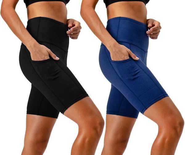 71S8OLax9RL.jpg Women's 2-Pack High Waist Workout Yoga Running Exercise Shorts with Side Pockets