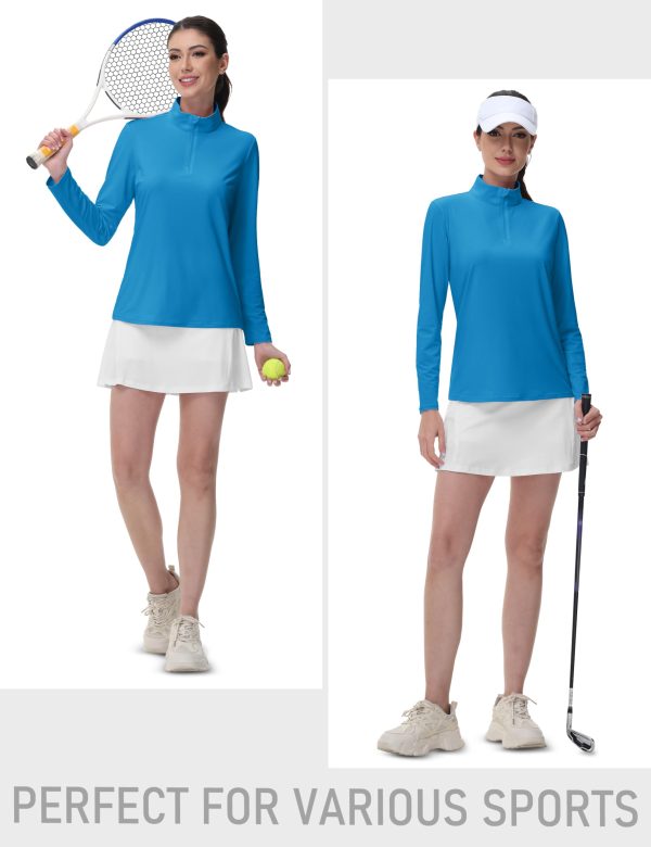 Women's 1/4 Zip Long Sleeve Rash Guard Shirts UPF 50 Quarter Zip Pullover Quick Dry Hiking Workout Tops