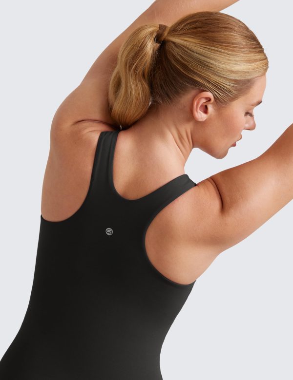 Butterluxe Womens Racerback Workout Tank Top with Built in Shelf Bra - Padded High Neck Yoga Athletic Camisole