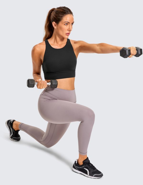 Womens Butterluxe Strappy High Neck Longline Sports Bra - Wireless Criss Cross Back Padded Workout Cropped Top