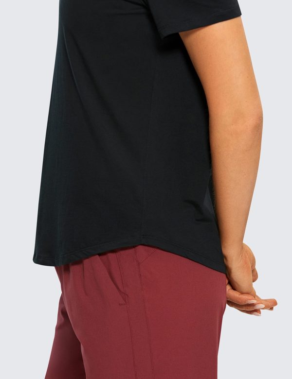 Women's Pima Cotton Short Sleeve Workout Shirts Casual Yoga T-Shirt Soft Athletic Top