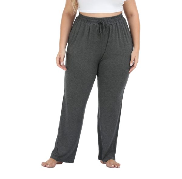 Women's Plus Size Comfy Lounge Pants Active Yoga Sweatpants Casual Stretchy Jogger Pants with Pockets Drawstring