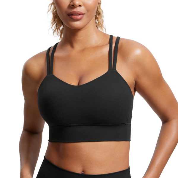 Softness Mold Womens Butterluxe Strappy Longline Sports Bra - Double Spaghetti Strap Workout Yoga Crop Top Athletic