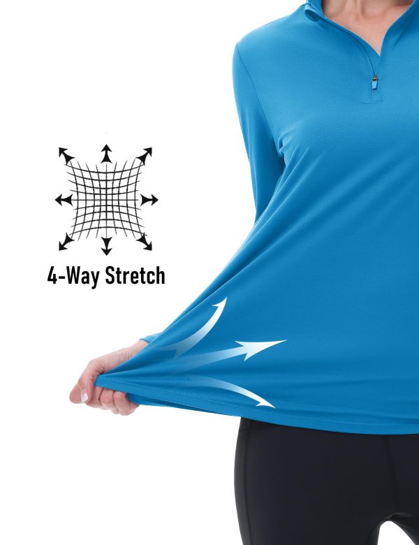 Women's 1/4 Zip Long Sleeve Rash Guard Shirts UPF 50 Quarter Zip Pullover Quick Dry Hiking Workout Tops