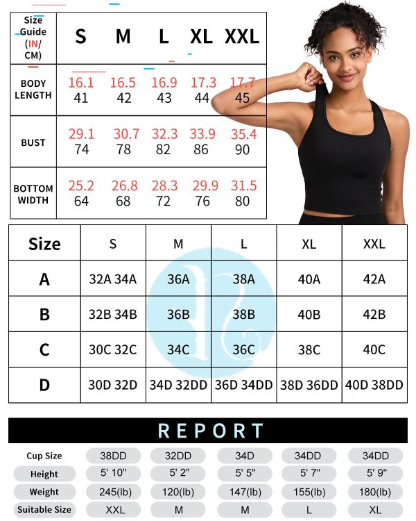High Impact Sports Bras for Women - Square Neck Longline Workout Crop Tops with Built in Shelf Yoga Bra