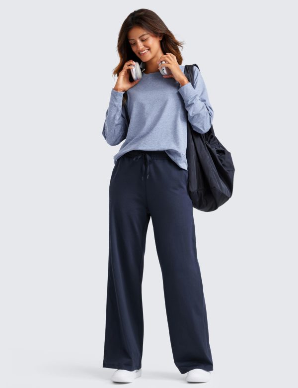 Cloud Jersey Wide Leg Sweatpants Women 30?? High Waisted Casual Lounge Pajama Travel Pants with Pockets