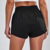 Womens Running Shorts High Waisted Side Pocket Athletic Shorts High Side Slit 2 in 1 Gym Shorts
