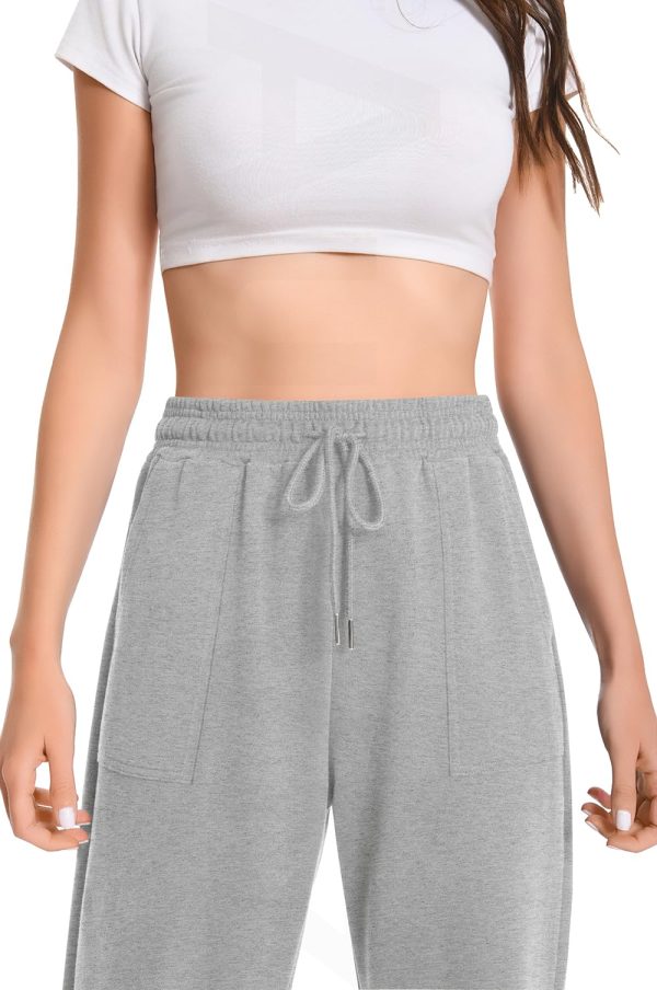 Widen Waistband Sweat Pants for Women Exposed Pockets Lounge Sweatpants Straight Leg Pants 29???? Inseam