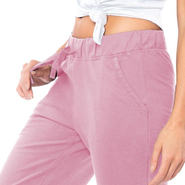 Women's 2 Pack Ultra Soft French Terry Cotton Drawstring Yoga Lounge Long Pants
