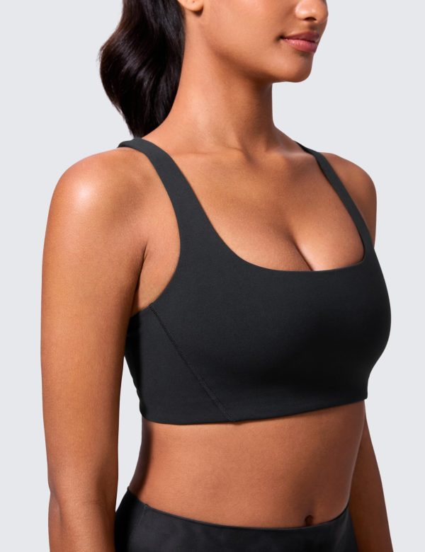 71jSfmtsXNL.jpg Butterlift Double Lined Square Neck Sports Bras for Women - Wireless V-Shaped Racerback Workout Yoga Top Non Padded