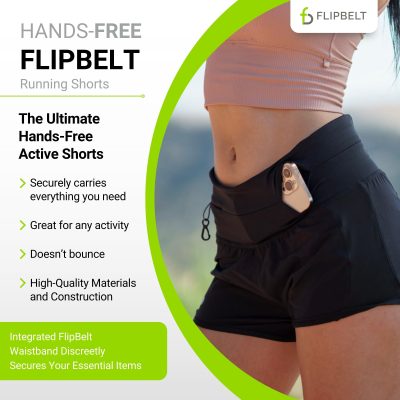 Women??s Running Shorts ?C Built-in  Running Belt for Phone/Essentials, Zipper Closure, USA Company