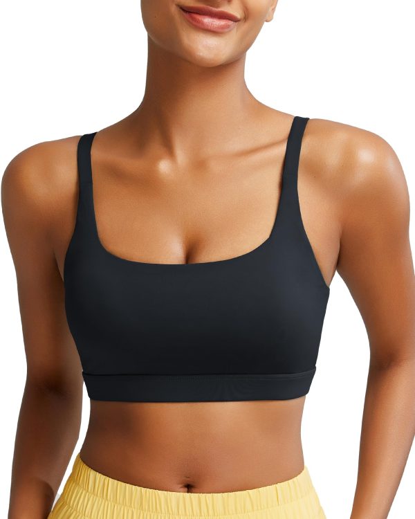 Sports Bras for Women,Square Neck Sports Bra High Support Yoga Bra Workout Crop Top with Built in Bra