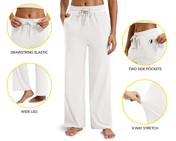 Wide Leg Pants for Woman, Loose Sweatpants Women with Pockets,Baggy Casual Drawstring Yoga Pants Long Style