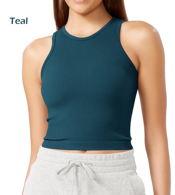 71nwKy0fQL.jpg 3-Pack Seamless Crop Tank for Women Ribbed Soft High Neck Cropped Tops