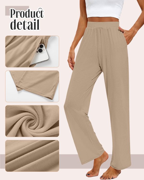 3 Pack Women's Lounge Pants, Cozy Wide Leg Lounge Pants with Pockets Loose Flowy Yoga Sweatpants Workout Comfy Jogger
