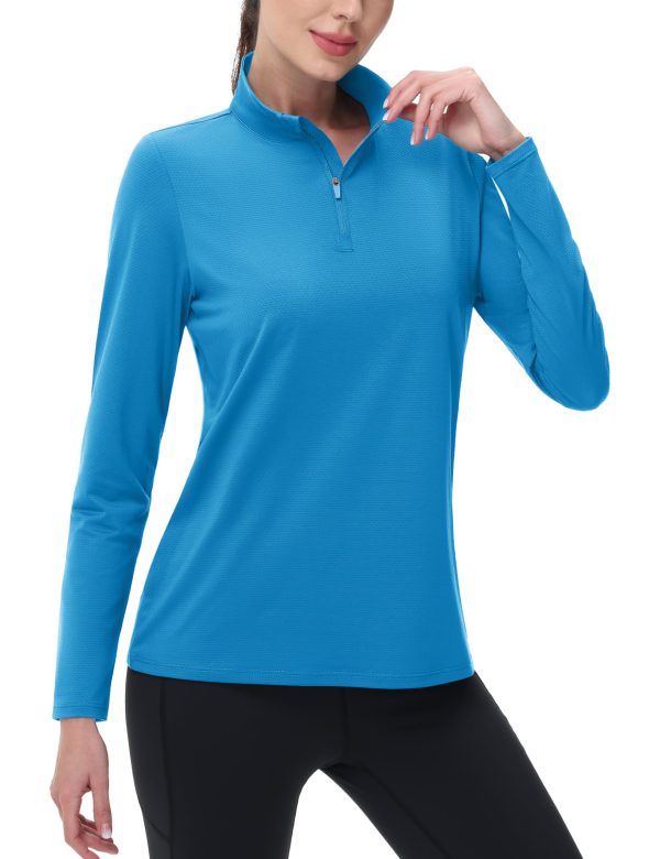 Women's 1/4 Zip Long Sleeve Rash Guard Shirts UPF 50 Quarter Zip Pullover Quick Dry Hiking Workout Tops