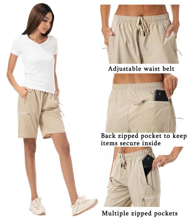 71uOC5jMqaL.jpg Women's Lightweight Hiking Cargo Shorts Quick Dry Breathable Summer Shorts Women Travel Athletic Golf with Pockets