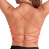 Strappy Sports Bras for Women High Support Longline Open Back Workout Tops Padded Cross Yoga Crop Tank Built in Bra