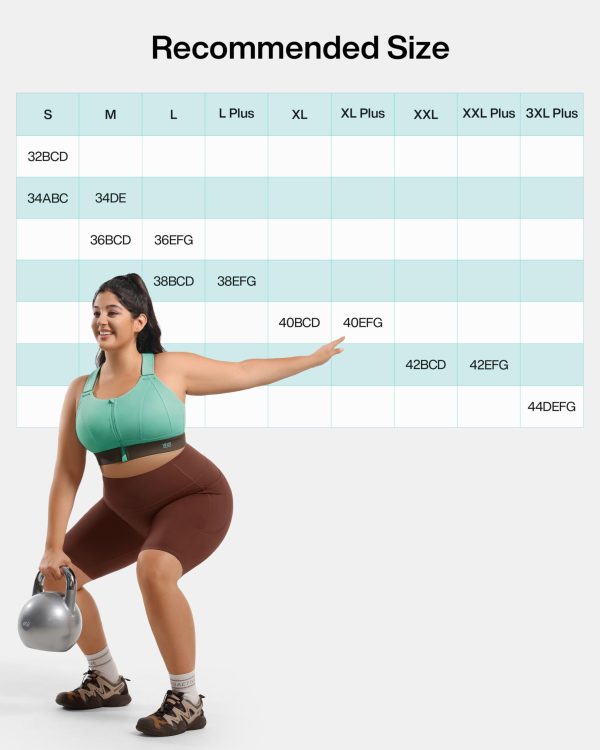 High Impact Zip Front Adjustable Sports Bra No Bounce Criss Cross Plus Size Bras for Women Workout Running
