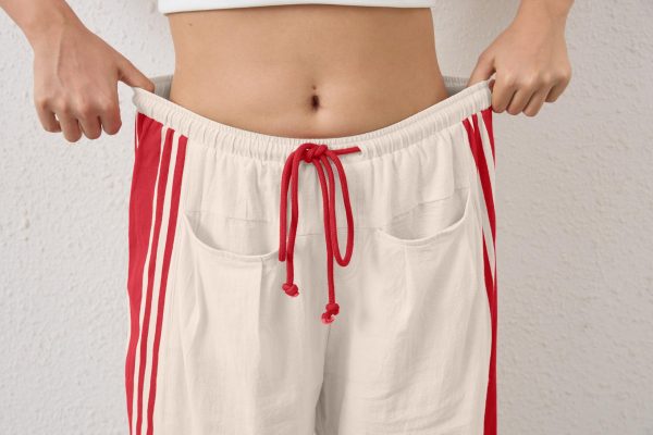 Women Side Striped Wide Leg Pants Color Block High Rise Drawstring Sweatpants Baggy Track Pants with Pockets