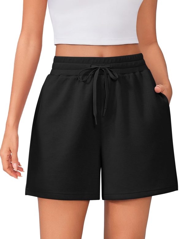 71zsS624hiL.jpg Womens Athletic Sweat Shorts Soft Drawstring High Waisted Active Short Comfy Casual Lounge Shorts with Pockets