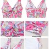Bikini Tops for Women Cropped Tankini Tops Floral Printed Beach Padded Knot Twist Cut Out Bathing Suit Top Only