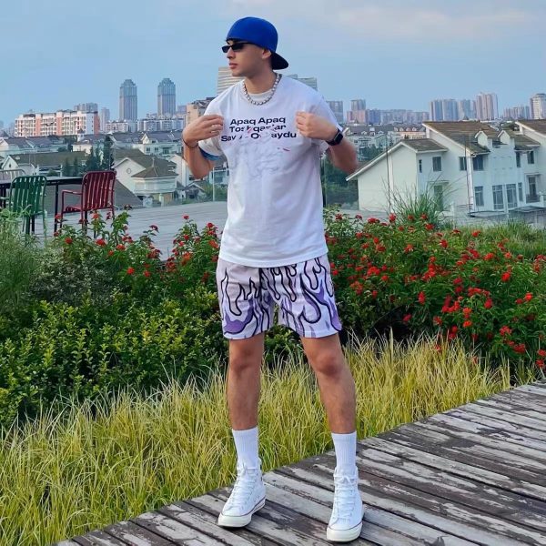 813UXvOX0GL.jpg Mens Flame Graphic Basketball Shorts Cool Retro Running Athletic Shorts Drawstring Waist Casual Track Shorts