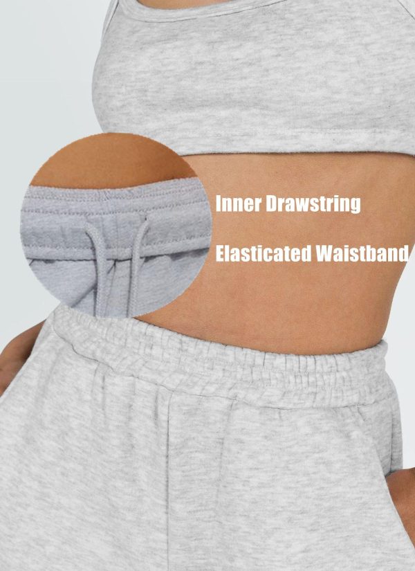 Women Sweatpants Baggy High Waisted Cinch Bottom Athletic Joggers Sweat Pants with Pockets