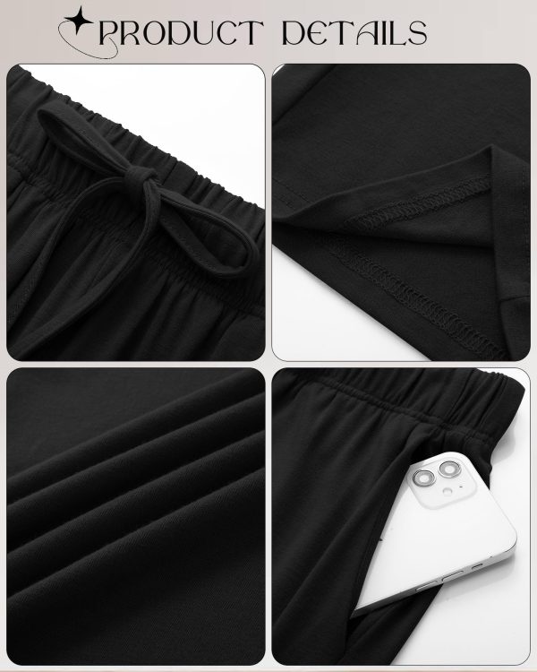 3 Pack Women's Lounge Pants with Pockets Casual Wide Leg Drawstring Yoga Pants Straight Trousers Spring Bottoms