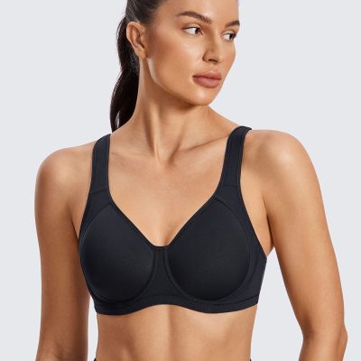 High Impact Sports Bras for Women Support Underwire Cross Back Large Bust Cool Comfort Molded Cup