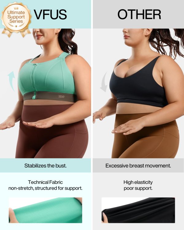 High Impact Zip Front Adjustable Sports Bra No Bounce Criss Cross Plus Size Bras for Women Workout Running