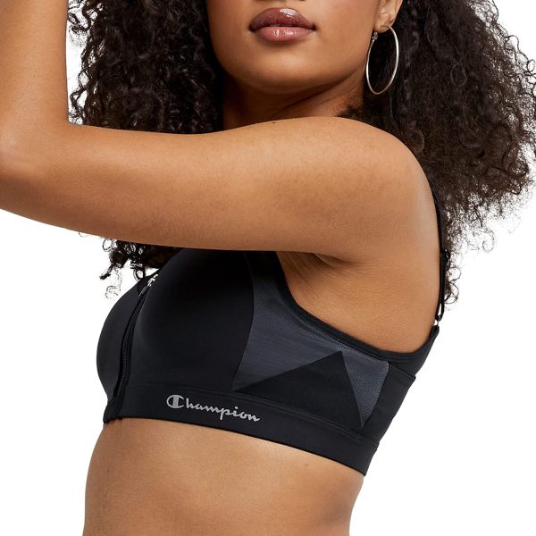 Women's Sports Bra, Motion Control Zip High-impact Sports Bra, Wirefree Bra for Women