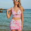 Bikini Tops for Women Cropped Tankini Tops Floral Printed Beach Padded Knot Twist Cut Out Bathing Suit Top Only