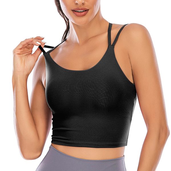 Womens Padded Sports Bra Fitness Workout Running Camisole Crop Top with Built in Bra