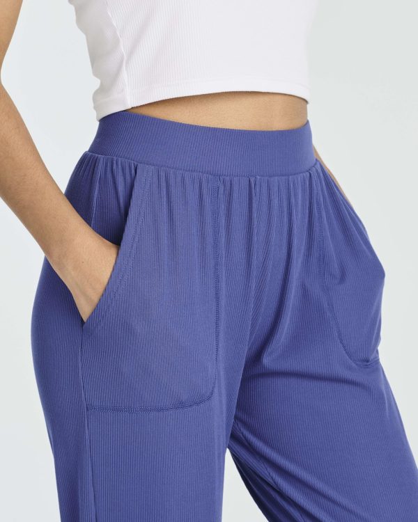3 Pack: Women's Ribbed Capri Jogger Lounge Sweatpants with Pockets Yoga Workout (Available in Plus Size)