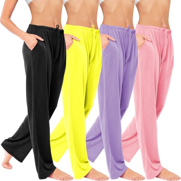 Women's 4 Pack Casual Active Relaxed Flowy Fit Lounge & Yoga Pants