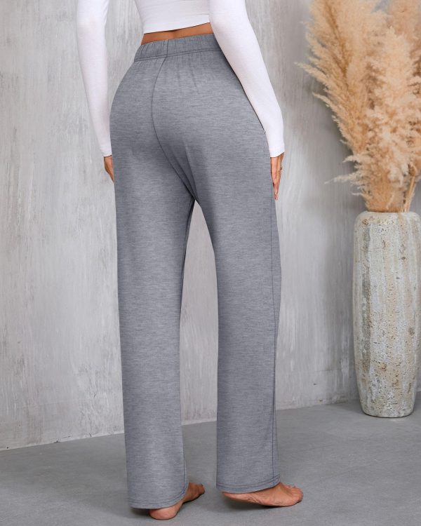 3 Pack Women's Lounge Pants with Pockets Casual Wide Leg Drawstring Yoga Pants Straight Trousers Spring Bottoms