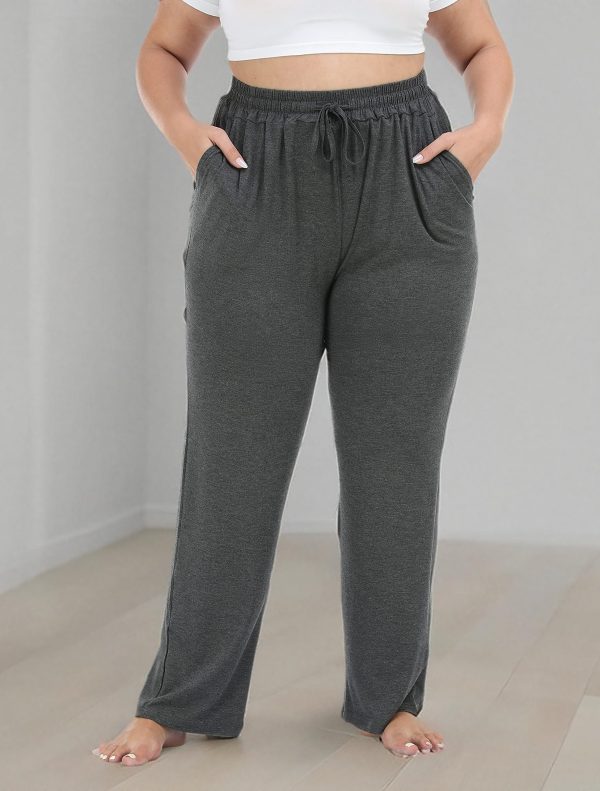 Women's Plus Size Comfy Lounge Pants Active Yoga Sweatpants Casual Stretchy Jogger Pants with Pockets Drawstring